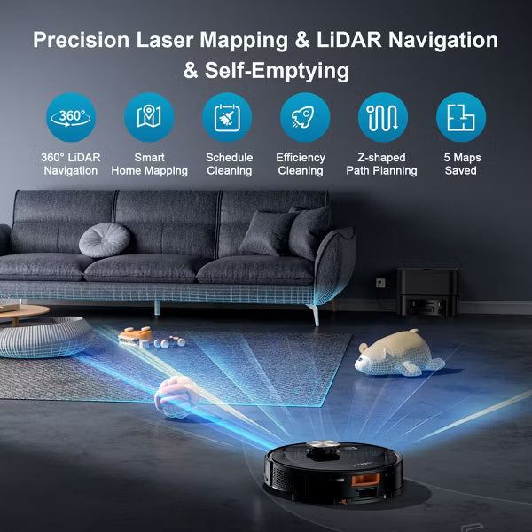 Teendow 3-in-1 Robot Vacuum and Mop,11500 Pa,Robotic Vacuum with Smart LiDAR Navigation, 90 Day Self-Emptying,160 Min Runtime,App/Alexa/Voice Control