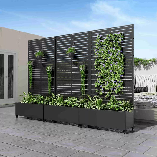 Lirago Iron Arch Mobile Planters Planting Box Trellis for Climbing Plants - 72x35