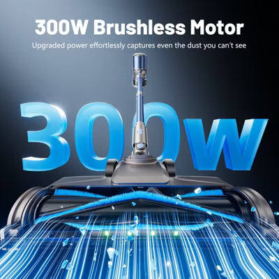 Teendow Cordless Vacuum Cleaner,50KPa Lightweight Stick Vacuum with Water Tank, 300W Brushless Motor,Self-Standing Design,Hardwood Floor Vacuum,Blue