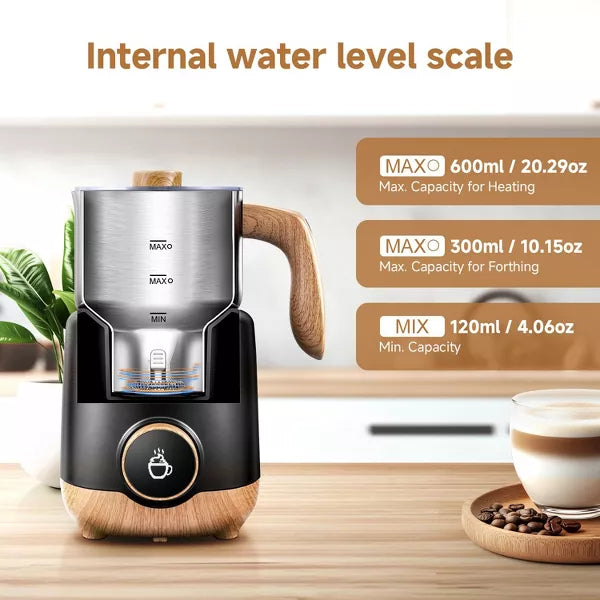 Milk Frother, 8-IN-1 Multi-function Electric frother and steamer 21 oz, 550W Split Stainless Steel Steamer for Coffee, Milk Froth, Chocolate Milk