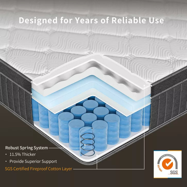 Swedrea Hybrid Mattress Medium Cooling Gel Memory Foam with CertiPUR-US and Oeko TEX Certified