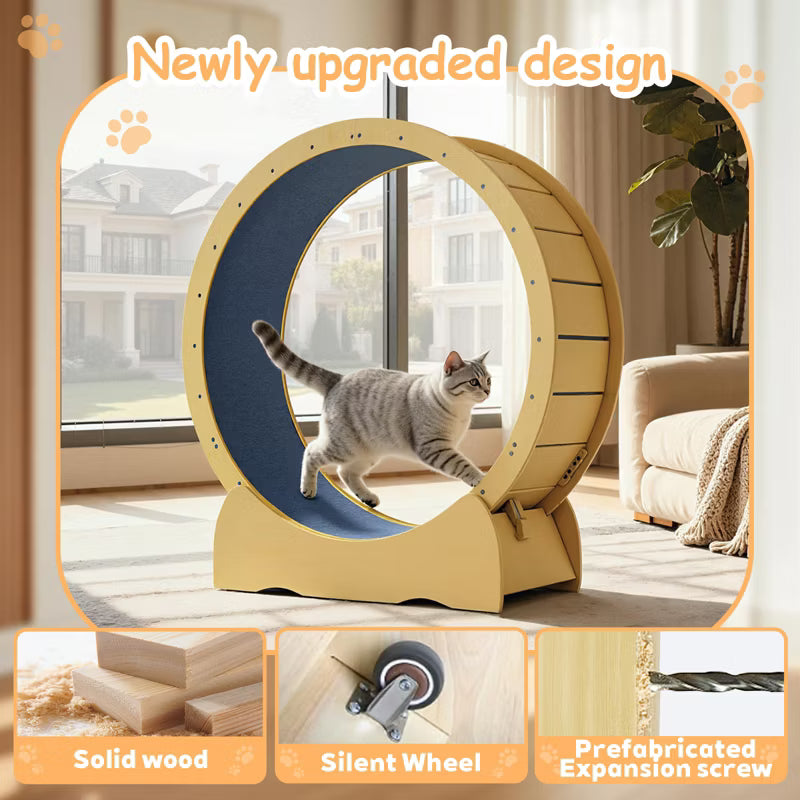 ELJGET Cat Exercise Wheel for Indoor, 42" Cat Sport Treadmill Wheel with Carpeted Runway, Cat Running Wheel for Fitness Weight Loss Device