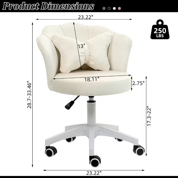 DYHOME Modern Velvet Task Chair 360 Swivel Adjustable Height Office Chair