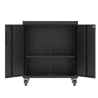 VIYET 31"H Heavy-Duty Cold-Rolled Steel Cabinet with Wheels - Lockable + Adjustable Shelf, Silent Lockable Casters, Garage/Home/Office/Kitchen
