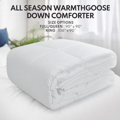 FAPO Down Feather Comforter Queen Size - High Fill Power All Season Duvet Insert, Luxurious Hotel Medium Warmth Bedding Comforter (90x90inch)