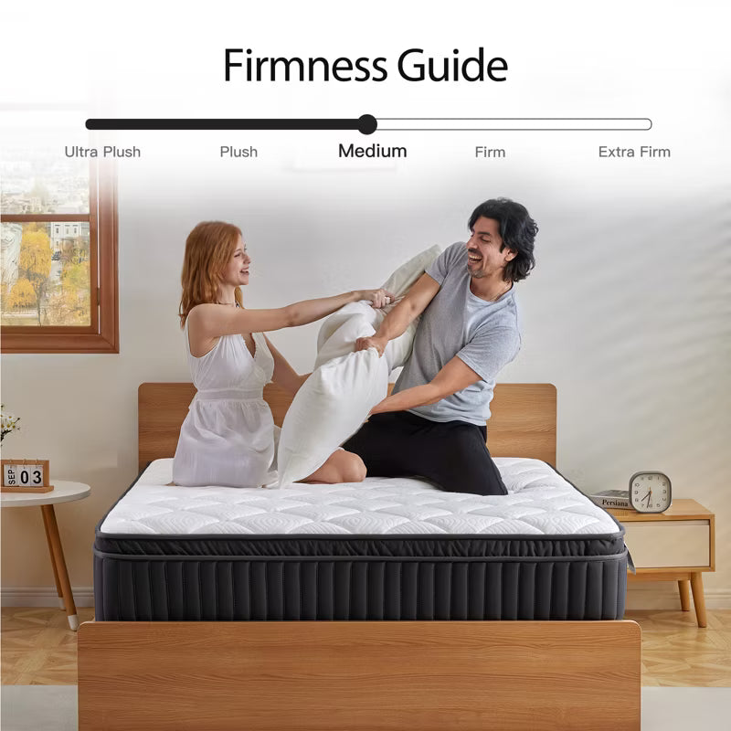 Swedrea Hybrid Mattress Breathable Medium Cooling Memory Foam Bed-in-a-Box White