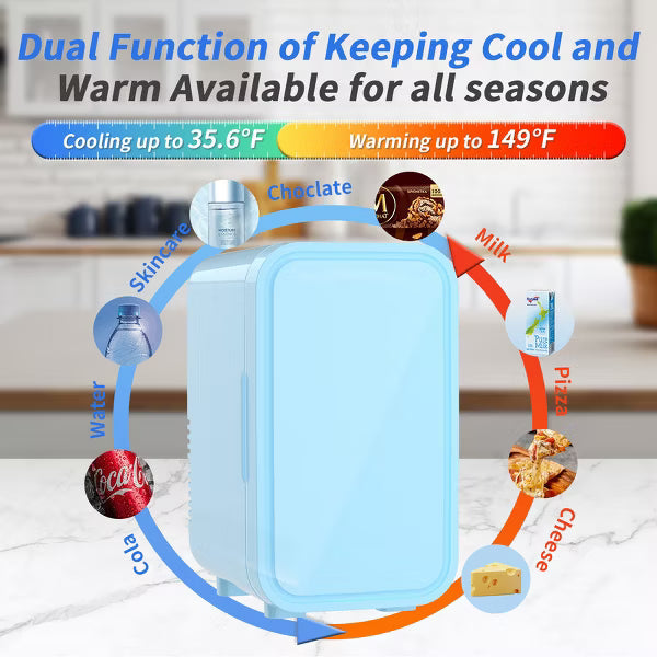 YASHE Mini Fridge, 6 Liter/8 Can 110V AC/DC Portable Thermoelectric Cooler Refrigerators for Bedroom, Skincare, Beverage, Office, Dorm Room and Car