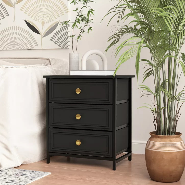 CIPACHO 2 Piece Black 20 Tall 3 Drawer Nightstand Set Ideal for Living Room to Organize Small Essentials and Brighten Your Space
