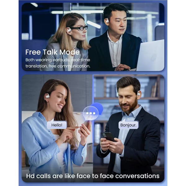 Real-Time AI Translator Earbuds | 164 Languages, 80H Playtime, Bluetooth, Audifonos Traductores, Travel/Business, White
