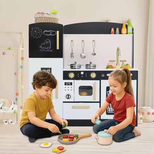 Wooden Play Kitchen Set for Kids with Ice Maker, Sink, Microwave, Dishwasher & Accessories – Educational Role Play Toy for Toddlers Ages 3+