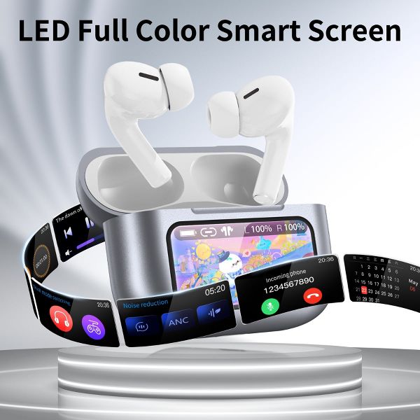 VEAT00L A9 ANC+ENC Earbuds with Smart Touch Screen,Bluetooth 5.4, HiFi Stereo Multiple EQ settings