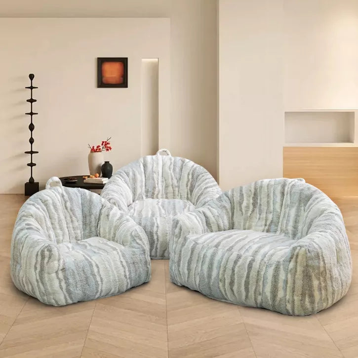 Hooseng Giant Bean Bag Chair, Faux Fur Large Bean Bag Chair with Filler, Bean Bag Couch for Adults, Oversized Arm Chair with Memory Foam
