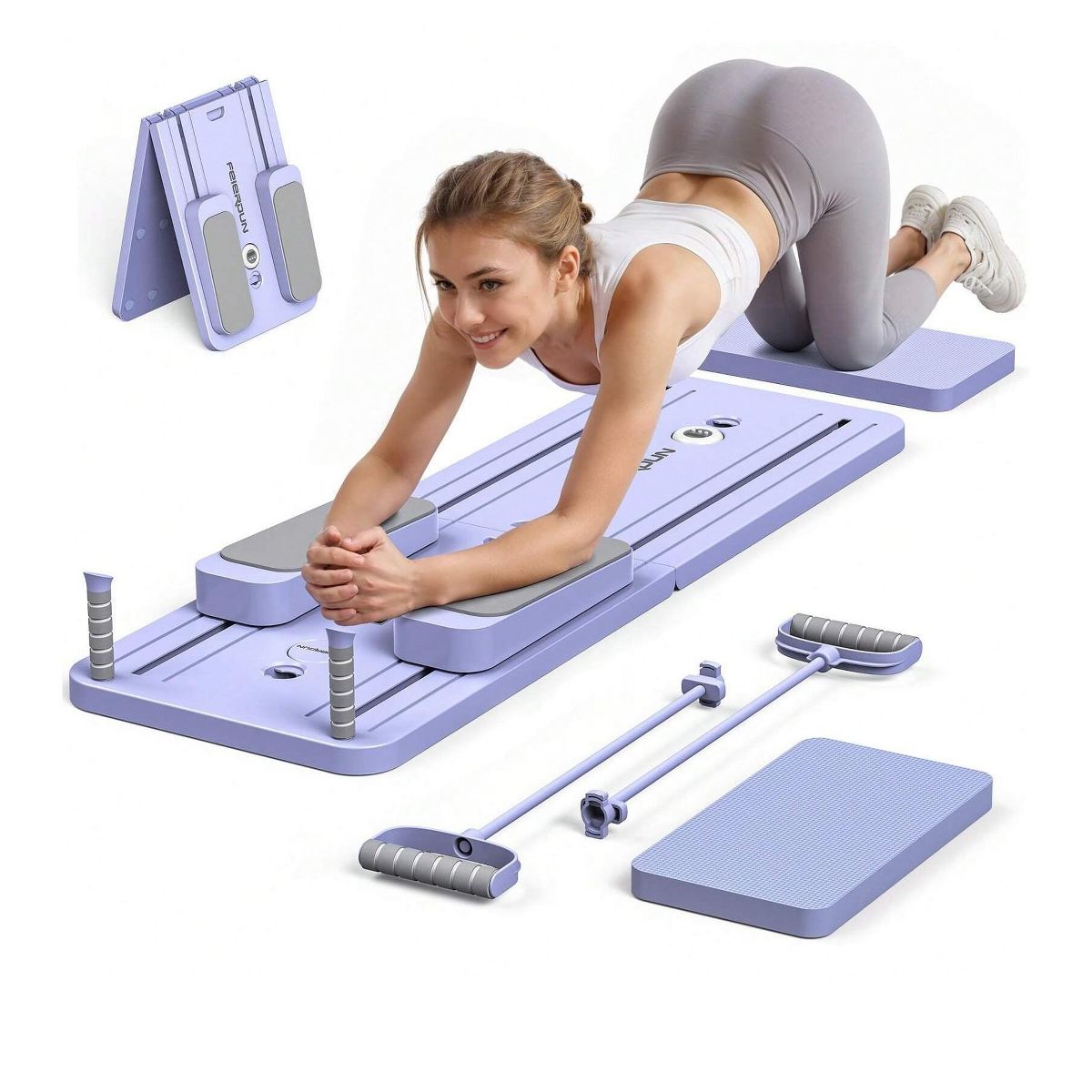 FEIERDUN Foldable Pilates Reformer, Perfect Valentine's Day Gift for Fitness Lovers, Portable Pilates Board for Full Body Workout