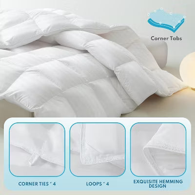 FAPO Down Feather Comforter King Size - High Fill Power All Season Duvet Insert, Luxurious Hotel Medium Warmth Bedding Comforter (106x90inch)