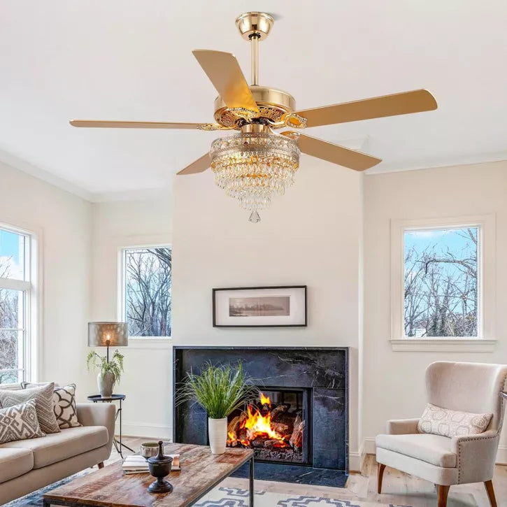 Kviflon 52 inch Crystal Ceiling Fan with Light