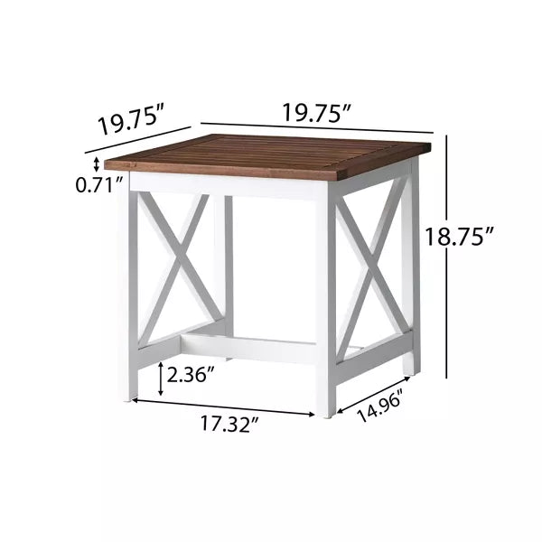 Wooakway Square Outdoor Side Table, Patio Coffee Table for Yard Garden