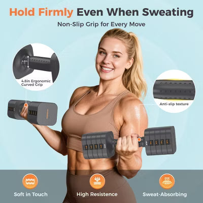 FEIERDUN 1-Second Quick Change Dumbbell Set, 5-in-1 Set, Dual-Lock Stability System for Home Gym, Safe & Space-Saving