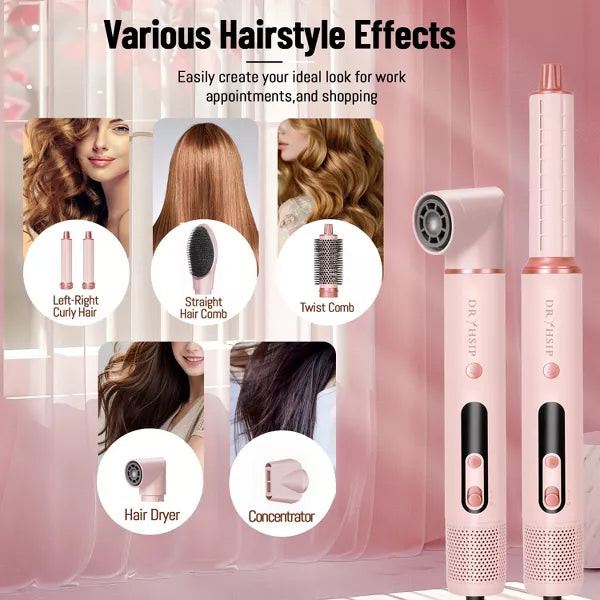 Dryhsip 6-in-1 High-Speed Hot Air Hair Styler with Digital Temperature Display,Ionic Technology,3 Heat/Cool Settings,Fast Drying Lightweight