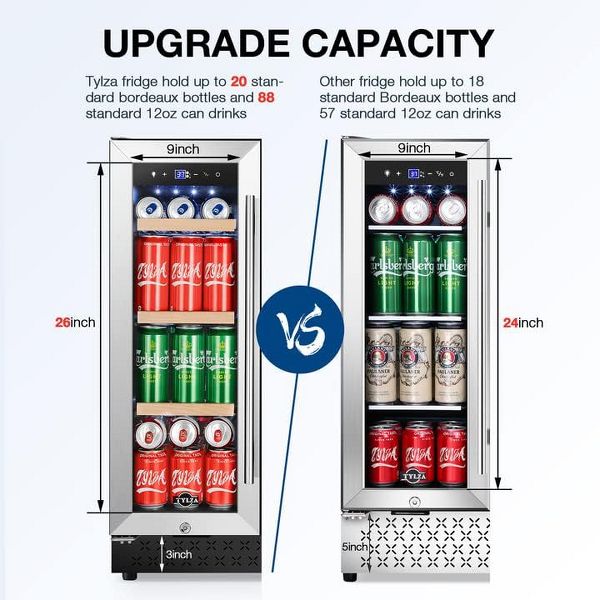 Hooure Upgraded 24-Inch Dual Zone Refrigerator - French Door Wine & Beverage Cooler Fridge for Office/Home