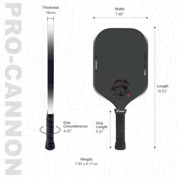 Luzz Pickleball Paddle Cannon T700 Carbon Thermoformed Paddle β High-Spin, Power-Driven Performance