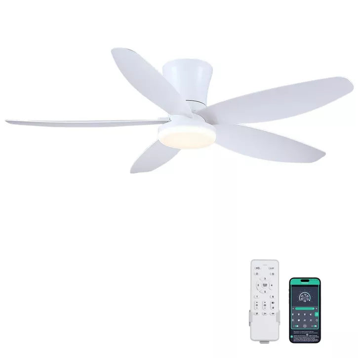 36 or 42 or 48 inch Low Profile Flush Mount Ceiling Fan with LED Light and Remote