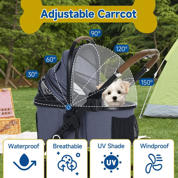 Kinder King 3-in-1 Pet Stroller for Dog, Folding Cat and Dog Stroller with Detachable Cradle