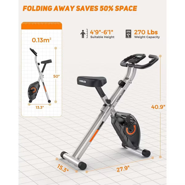 YOSUDA Folding Exercise Bike - Foldable Stationary Bike for Home Gym Workout