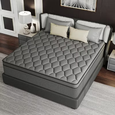 CHEVNI 12-14 Inch Mattress in a box Hybrid Spring Memory Foam Medium Firm Gray