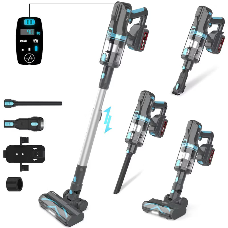UMLO V11 Cordless Vacuum Cleaner for Home, 45Kpa 60Mins Runtime Powerful Stick Vacuum with LED Touch Screen, 6 in 1 Lightweight