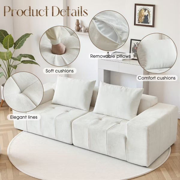 Modern 107" Oversized Sectional Sofa Couch with Pillows for Living Room, White