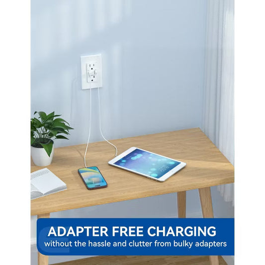 ELEGRP USB Outlet Receptacles, 20W 15 Amp USB Wall Outlet with Type A and Type C USB Ports Supports Power Delivery, Wall Plate included, UL Listed