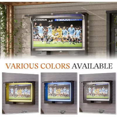 PAKASEPT Wooden Outdoor TV Enclosure, Weatherproof TV Cover for Maximum 58" Screens, Lockable with Adjustable Dual-Arm TV Wall Mount Bracket & Light