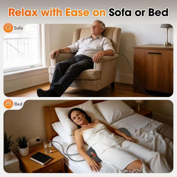 Morfone 3-in-1 Electric Back Heating Massage Lumbar Support Pillow for Car, Home, and Office Use