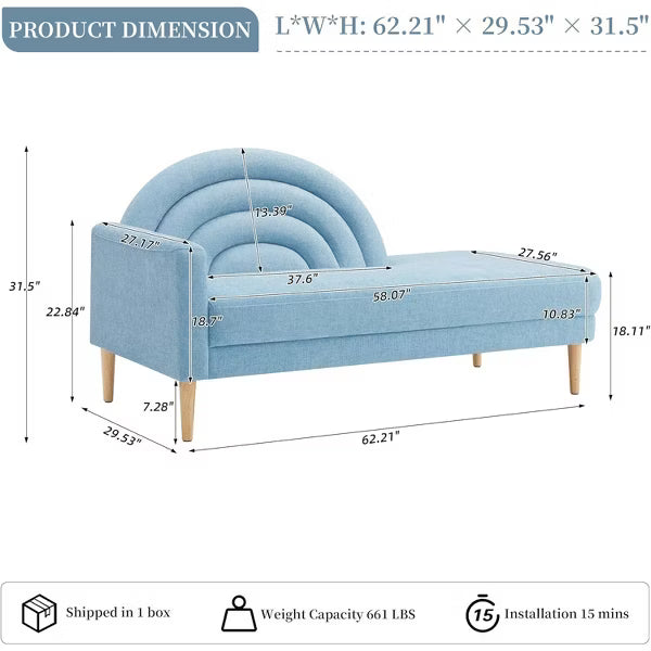Multi-Color Rainbow Backrest Linen Fainting Couch with Easy Assembly & Storage