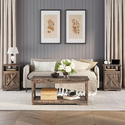 AMERLIFE 3-Piece Farmhouse Living Room Table Sets
