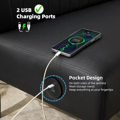 TYBOATLE Mini Armless Loveseat Sofa with USB, Velvet Couch for Small Spaces, Bedroom, Dorm, Office, Living Room