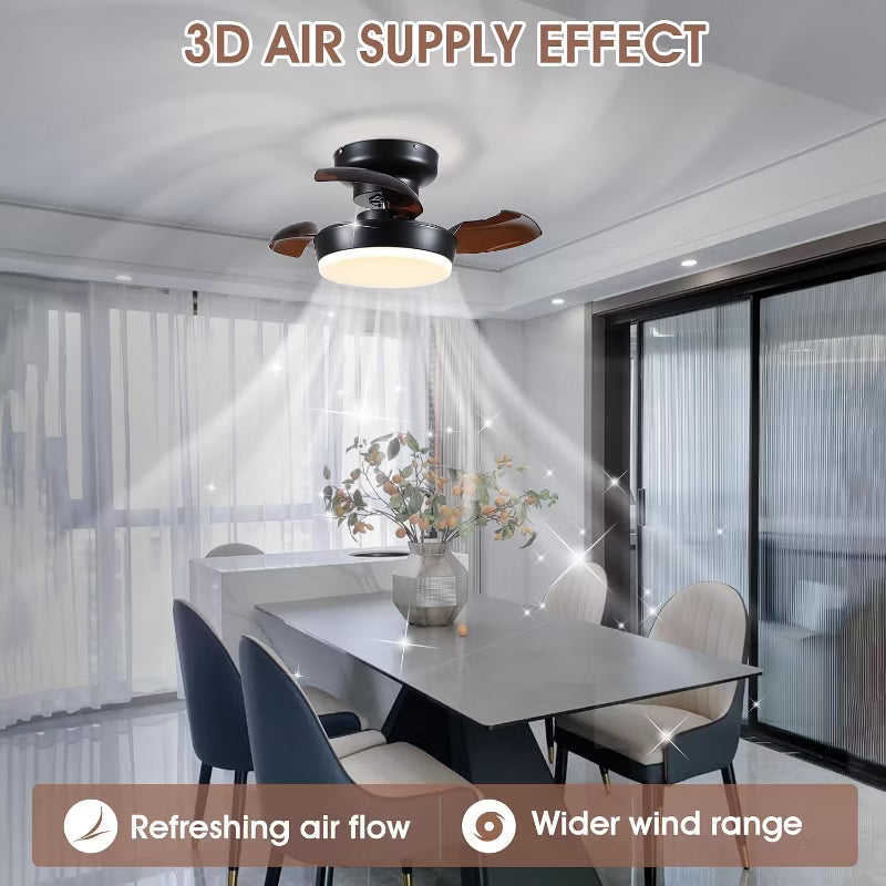 Kviflon 24" Flush Mount Ceiling Fan with Light and Remote for Small Room Bedroom Kitchen Dining Room Laundry Room