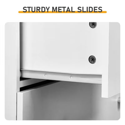 CIPACHO 6 Drawer Cabinet - White Textured Melamine Particleboard with Matte Gold Handles