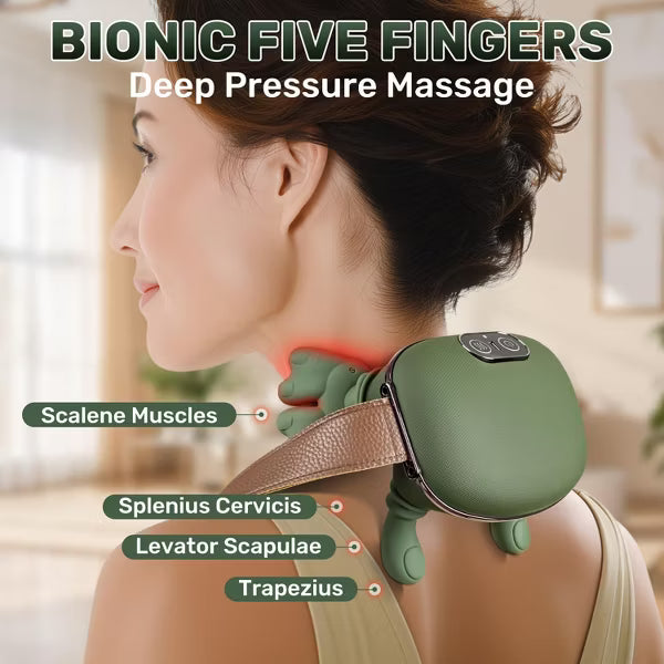 LAZZAROU Neck Massager - Bionic Heated Massager,Tissue Shiatsu Massage for Shoulder,Massage Neck with 4D Kneading,Ergonomic Hand-Like Design