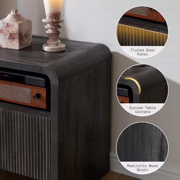 AMERLIFE 70" Modern TV Stand with Fluted Design & Storage Cabinets, for TVs up to 80", Wood Entertainment Center Media Console for Living Room