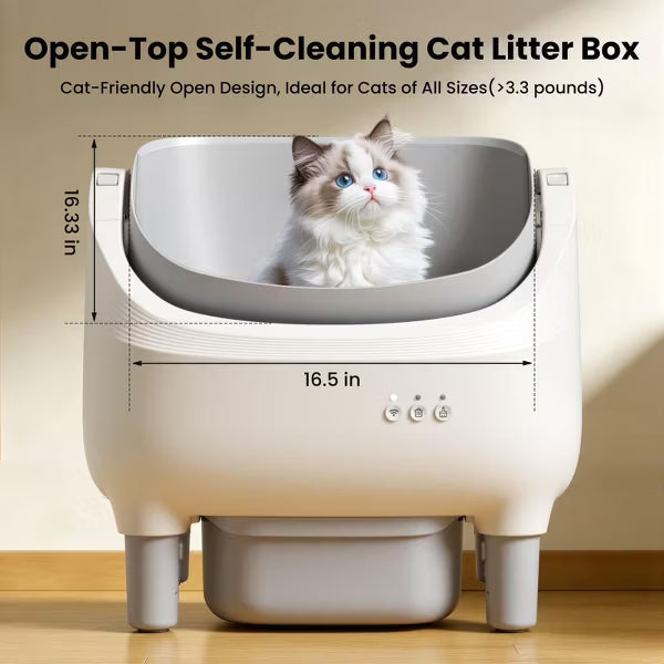 Smart Self-Cleaning Cat Litter Box with App Control And Safety Sensors