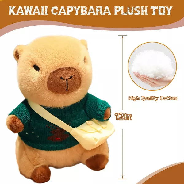 TITQWOP Capybara Plush Toy with 9 Clothes and Accessories Super Soft Capybara Stuffed Animal for Kids Girls Boys 10.2inch