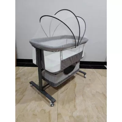 Kinder King Portable Baby Bassinet with Wheels, All-Mesh Bedside Sleeper, Newborn Crib with Removable Mattress, Dark Gray