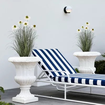 Dr.Planzen Artificial Onion Grass with White Daisy in Pot - 2ft /3ft Faux Potted Plant - Maintenance-Free Home Decor, Pet & Allergy Safe