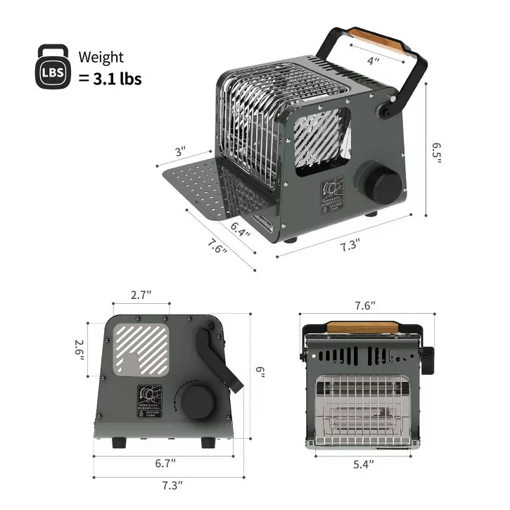 Naturehike 3 in 1 Portable Heater&Stove,50oz Outdoor Gas Stove,Camping Heaters,Heater Warming Stove,Adjustable Temperature,Over-Voltage Protection