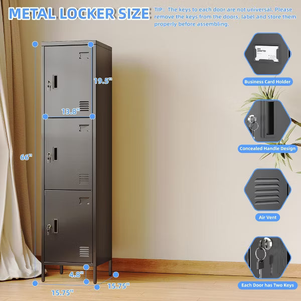 SUXXAN Metal Storage Employees Lockers with Lockable Doors,Locking Storage Cabinets for Spaces,Home,School,Gym,Assembly Required
