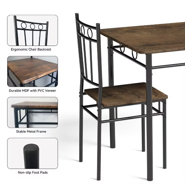 Dyonery 5-Piece Dining Table Set for 4, Kitchen Table and Chairs with Sturdy Metal Frame, Space-Saving Design, Modern Dining Room Furniture