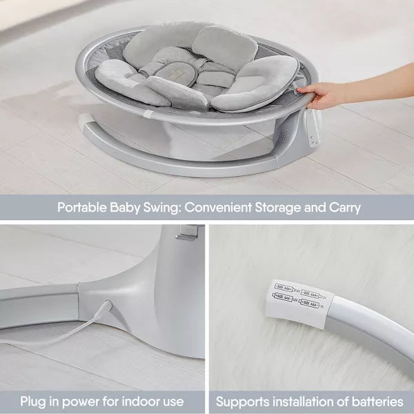 BabyBond Baby Swings for Infants with 10 Preset Lullabies, 5 Point Harness Belt, 5 Speeds and Remote Control