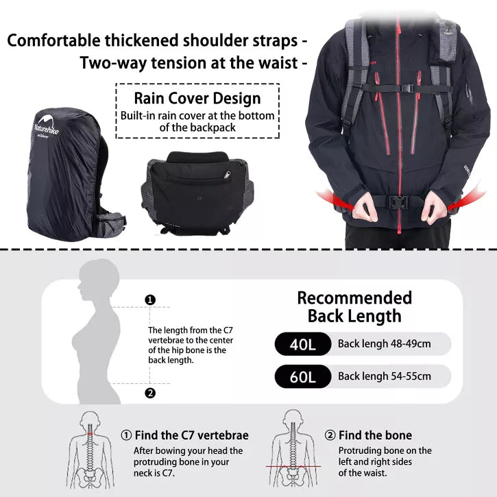 Naturehike 45L/65L Hiking Backpack – Waterproof, Lightweight Mountain Bag with Rain Cover & Shoe Compartment for Camping & Travel