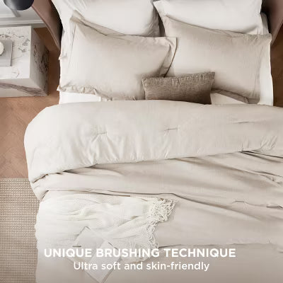 Bedsure Comforter Set-Soft Cationic-Dyed Fabric 3-Piece Bedding Set Beige California King OEKO-TEX Certified Christmas Gift
